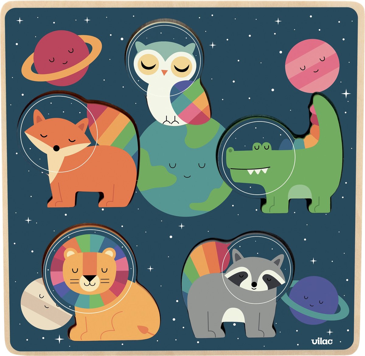 Vilac houten puzzel ruimte dieren andy westface educatief speelgoed.