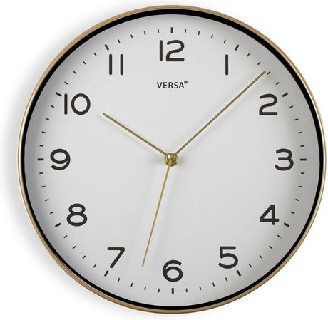 Versa muurklok gouden pu (30,5 x 4,3 x 30,5 cm)