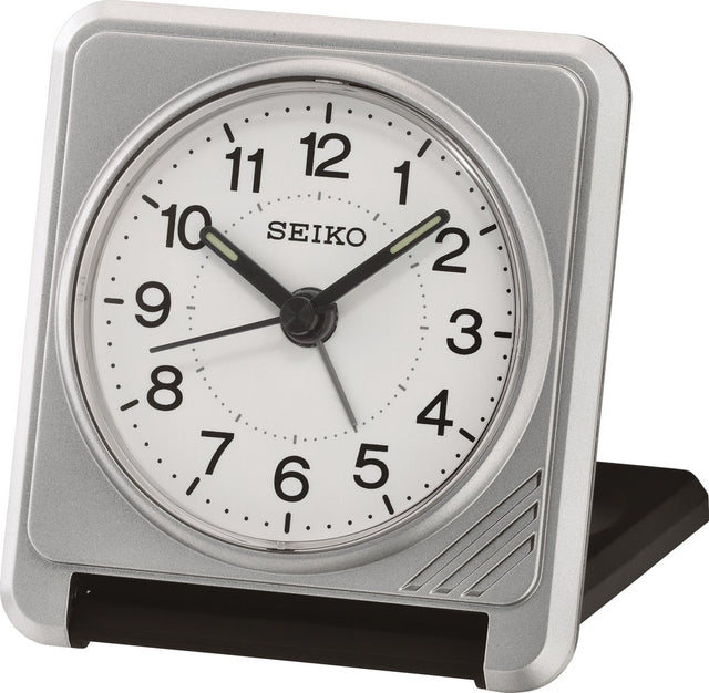 Seiko - zilverkleurige reiswekker qht015s