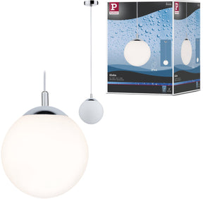 Paulmann hanglamp globe ip44 e27 max. 20w satijn, chroom dimbaar