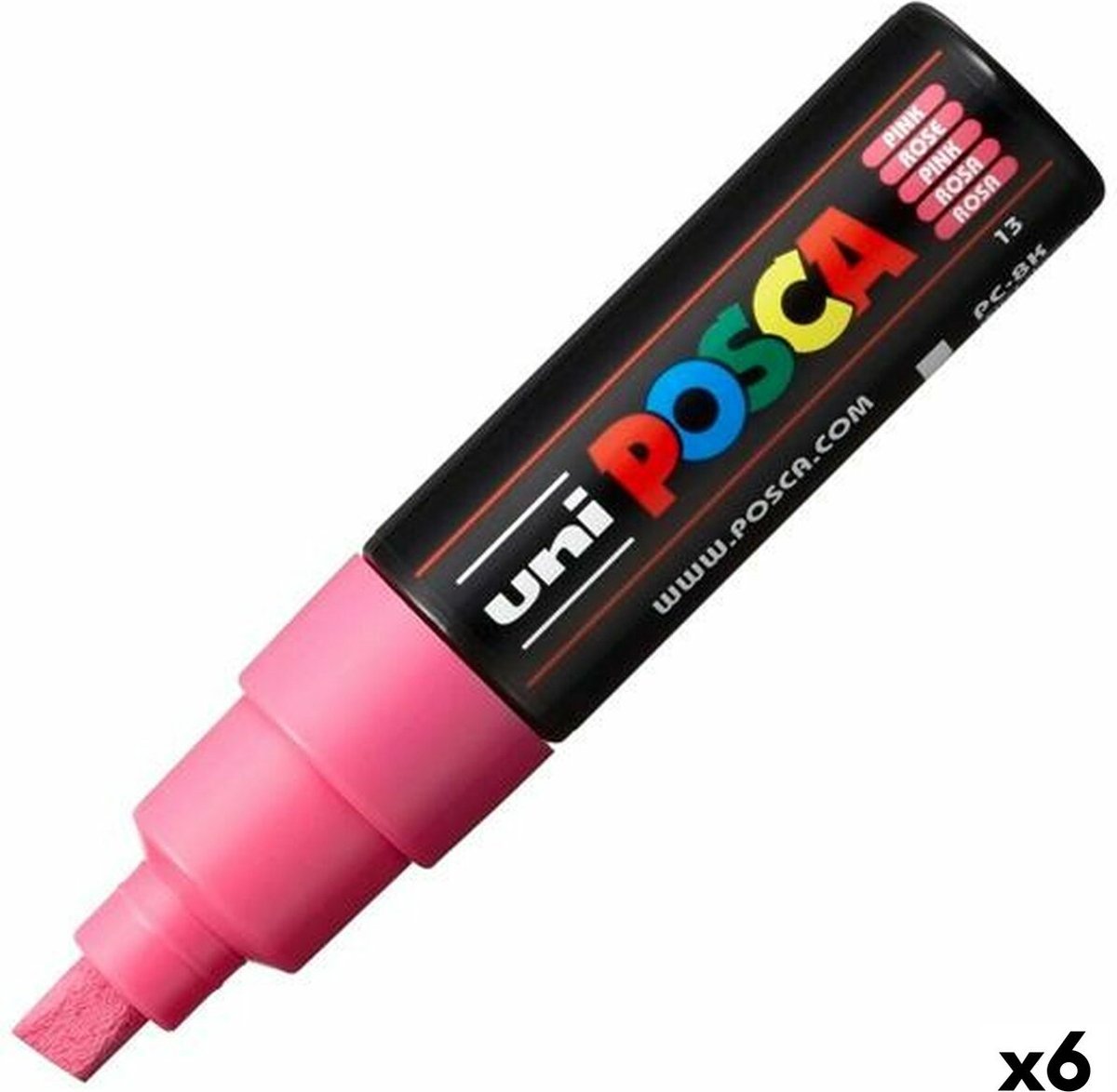 Merkloos sans marque uni posca paintmarker pc-8k, 8 mm, roze 6 stuks