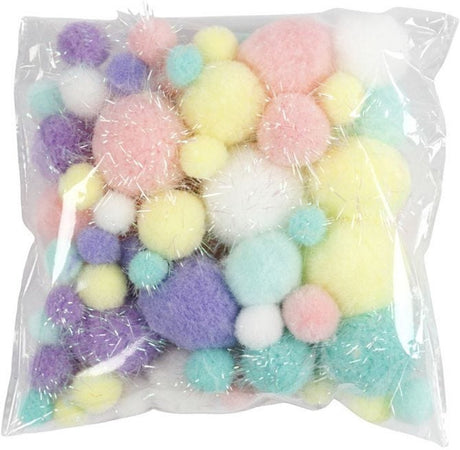 Creativ company pom-poms pastelkleuren, 62gr.