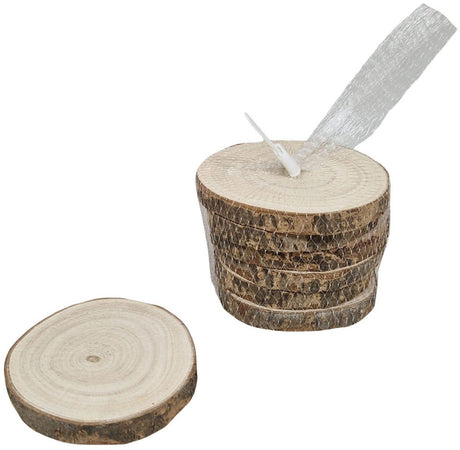 Hobbygroep ronde onderzetter met schors paulownia hout 10cm, 6st.