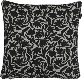 Mica decorations kelly tuinkussens 45 x 45 x 10 cm - 2 buitenkussens met bloemenprint - afneembare hoes met ritssluiting - gerecyclede polyester vulling - zwart