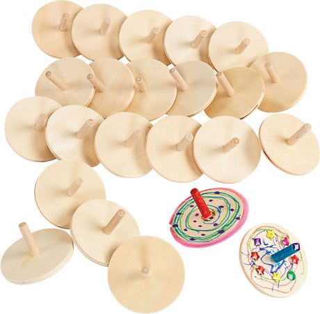 Colorations houten tollen set - 24 stuks creatief speelgoed voor kinderen.