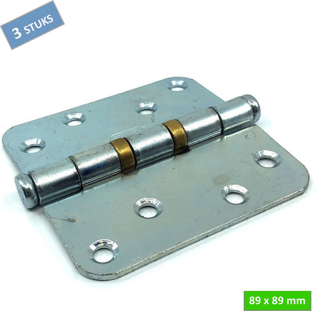 Starx kogelscharnier 89x89 verzinkt - vierkant model met ronde hoeken - messing pen en messing kogellagers - gegalvaniseerd staal - belastbaar tot 62 kg - voor binnen buiten