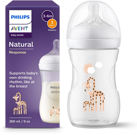 Philips avent natural response babyfles – 260 ml – flow 3 – giraffe - scy903 66