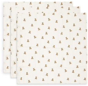 Jollein hydrofiele doek small 70x70cm mini teddy bear (3pack)