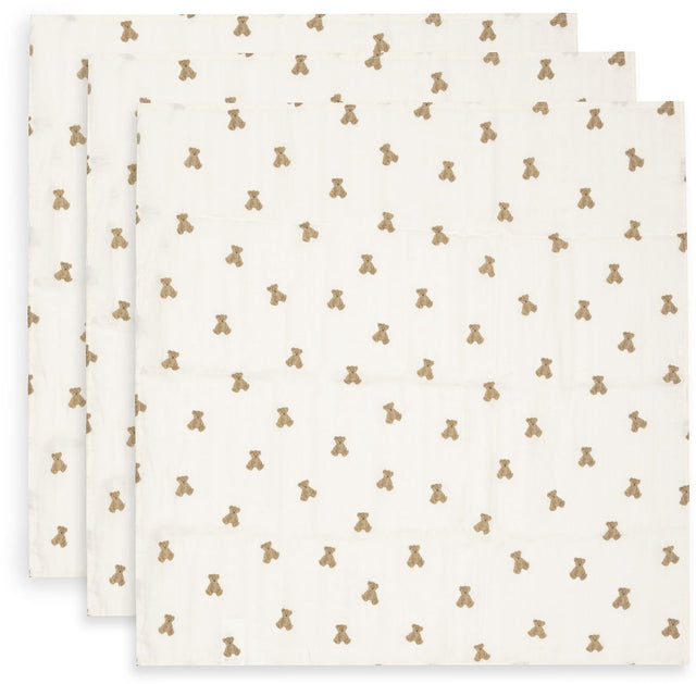 Jollein hydrofiele doek small 70x70cm mini teddy bear (3pack)