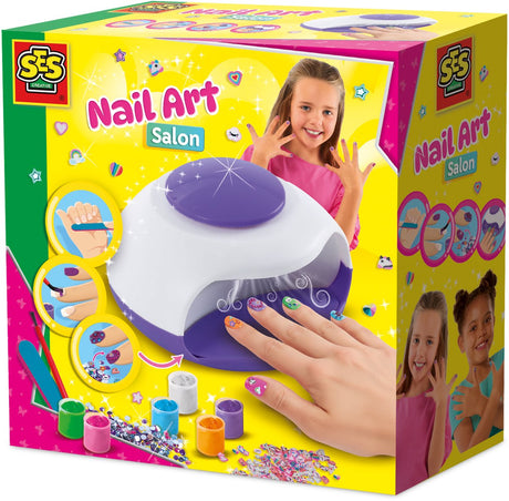 Ses creative nail art salon met nageldroger en 6 nagellakken - voor meisjes vanaf 6 jaar - nail art kinderen - nagellak kinderen - eenvoudig verwijderbaar - schoencadeautjes sinterklaas