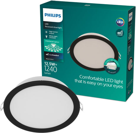 Philips led philips meson inbouwspot - plafondverlichting - diameter: 140mm - helder wit licht: 3000k - zwart