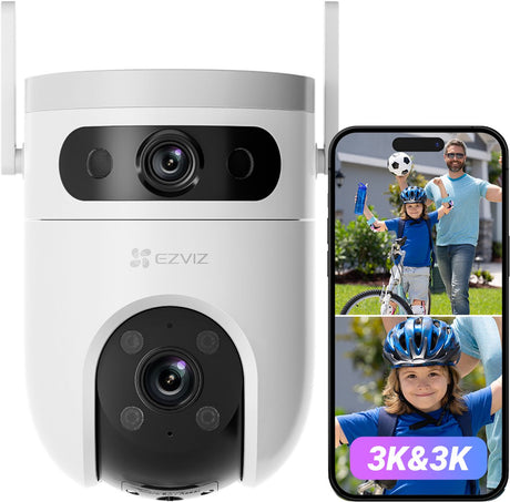 Ezviz h9c dual lens 3k+3k beveiligingscamera buiten – 360° pan tilt – patrol mode, nachtvisie human detection - tweerichtingsaudio - geen maandkosten