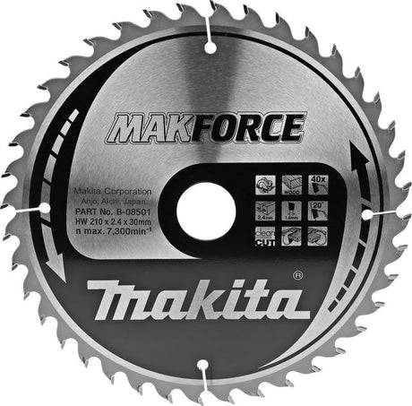 Makita ø 210mm asgat 30mm 40t cirkelzaagblad voor hout | makforce - b-08501