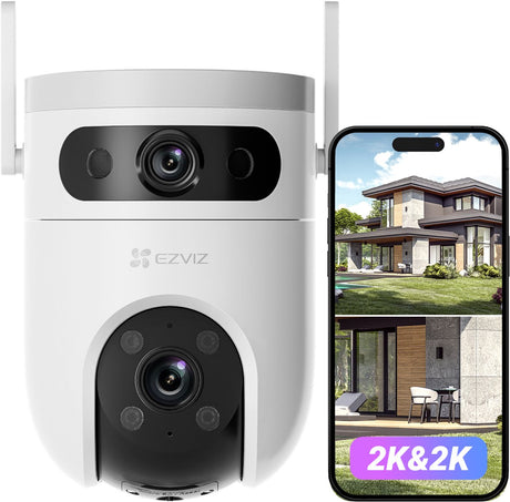Ezviz h9c 2k+2k dubbele lens, 360° beveiligingscamera - buiten-kleuren nachtzicht - ai persoon voertuig detectie- tweeweg audio -geen maandkosten