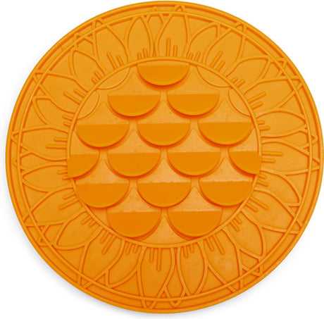Beeztees likmat zonnebloem - likmat hond - silcone - oranje - 30x30x1 cm