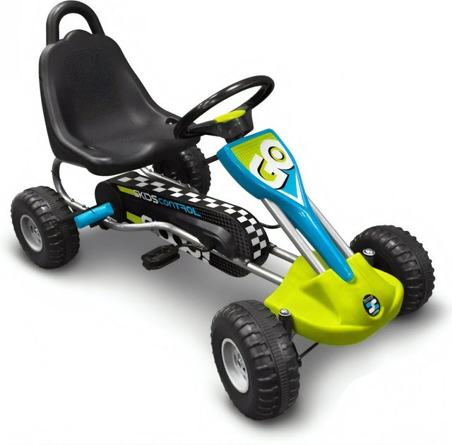 Stamp skelter go kart skids control 89 cm blauw groen