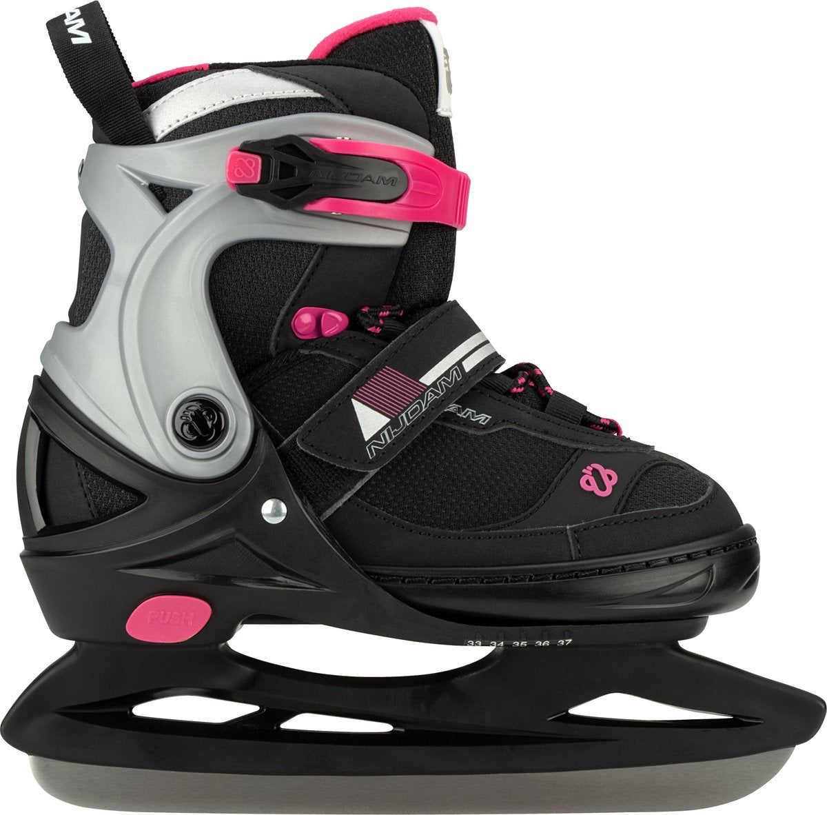 Nijdam ijshockeyschaatsen - verstelbaar - maat 33-37 - zwart roze 33-37