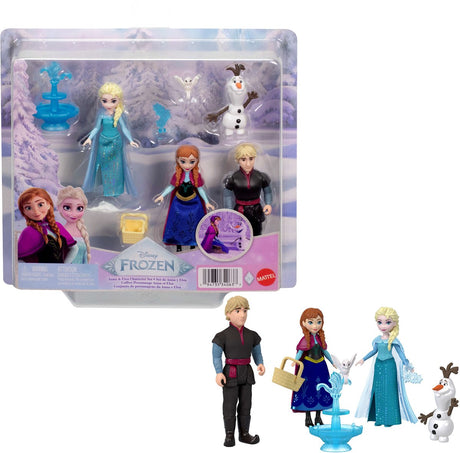 Mattel disney frozen anna en elsa personageset - met 4 kleine poppen en 4 accessoires