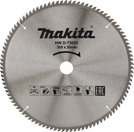 Makita afkortzaagblad voor aluminium | standaard | ø 305mm asgat 30mm 100t - d-73025