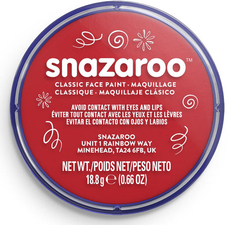 Snazaroo 1118055 - bright red - 18ml aqua schmink kinderschmink voor kinderen en volwassenen