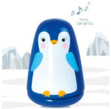 Goki muziekdoos: goedenacht kleine pinguin h11,5xdiam,7,5cm, melodie la-le-lu, in hout