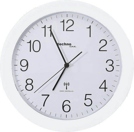 Technoline wt 8000 white - wandklok - analoog - rond - kunststof raam - radiogestuurde tijdsaanduiding - wit