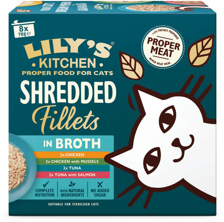 Lily's kitchen kattenvoer nat shredded fillets multipack - 6 x 8x70 gr - voordeelverpakking