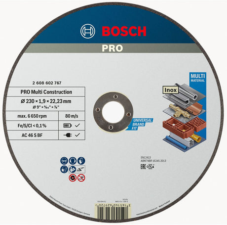 Bosch doorslijpschijf rapido multiconstruction rpm 6650min 80m s 230x1,9x22,23