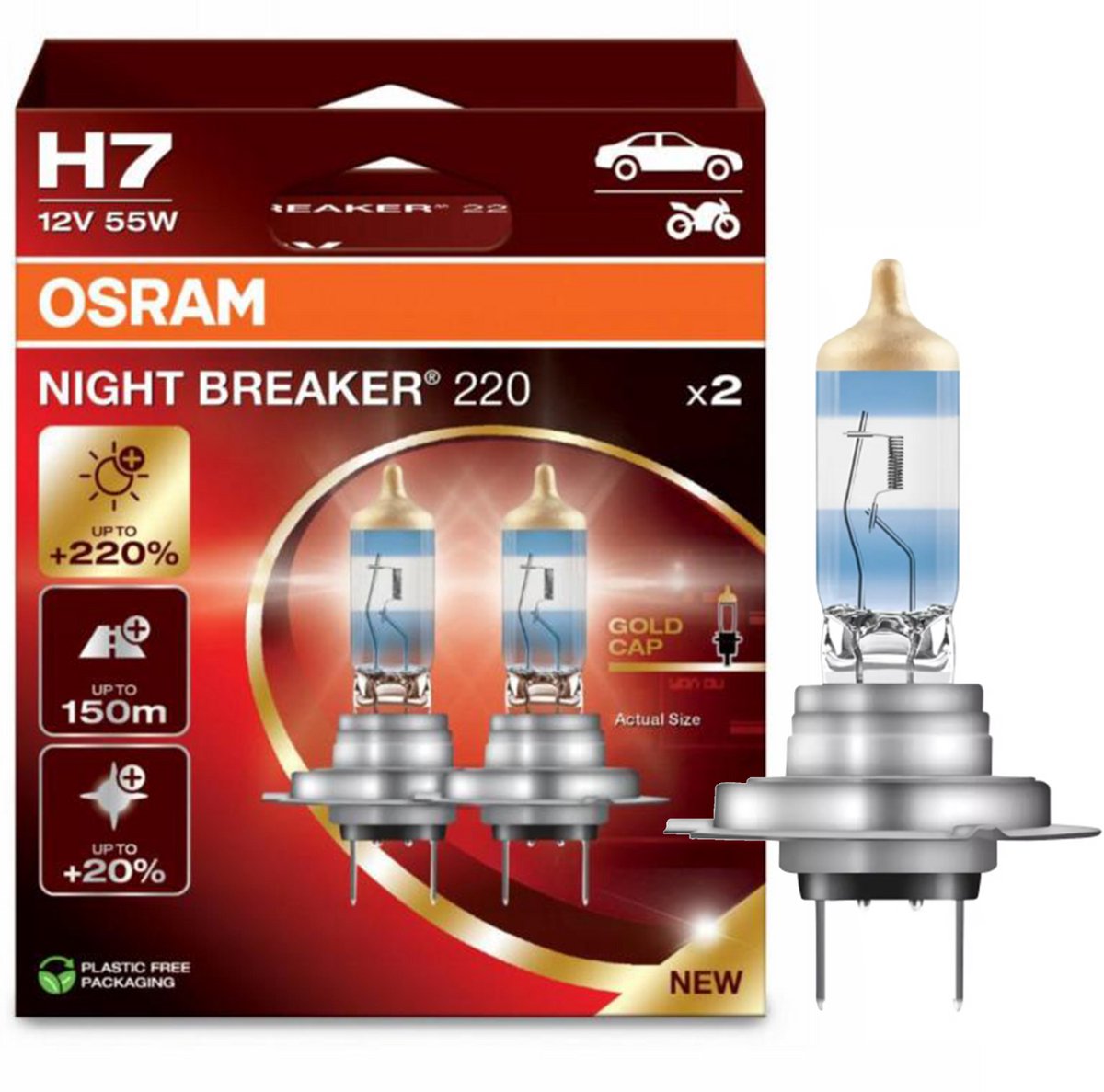 Osram 12v h7 bulb night breaker 220