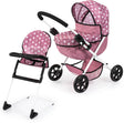 Bayer design cosy poppenwagen set, opvouwbaar, zachte handgreep, met kinderstoel, tas, roze