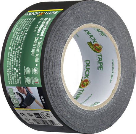 Ducktape original - premium duct tape textieltape - zwart 50 mm x 5 m - weerbestendig, waterdicht en met de hand afscheurbaar - universeel inzetbaar voor langdurig repareren, afdichten en beschermen van steen, metaal en hout