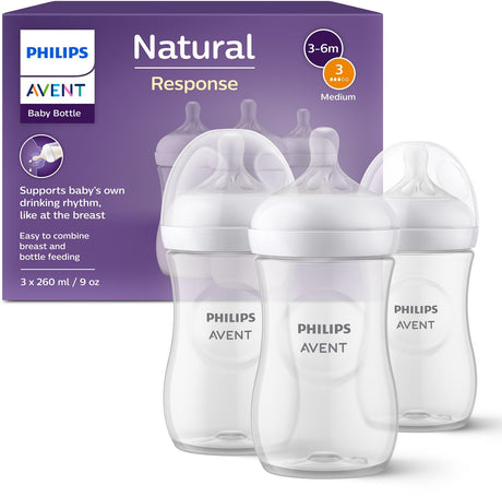 Philips avent natural response babyflessen 260ml – flow 3- plastic - 3 flessen - scy903 03