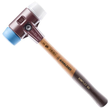 Halder kunststofhamer | lengte 300 mm hoofd-d. 30 mm | zacht middelhard hout | tpe-soft blauw superplastic wit | 1 stuk - 3017.030