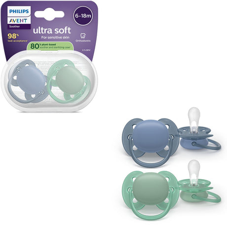 Philips avent ultra soft fopspeen - 6-18 mnd - 2 stuks - plant-based
