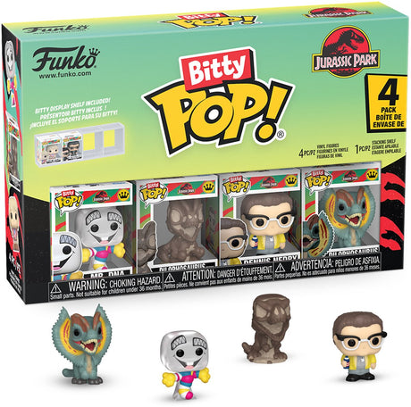 Jurassic park mr. dna - dilophosaurus fossil - dennis nedry - dilophosaurus (bitty pop!) 4er pack - vinylfigur unisex funko bitty pop! - neutraal - standard