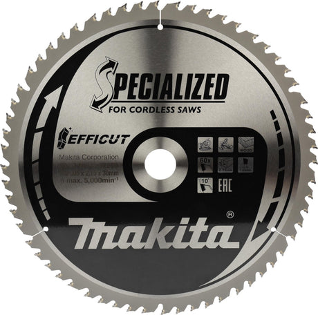 Makita ø 305mm asgat 30mm 60t afkortzaagblad voor hout | efficut - b-67309