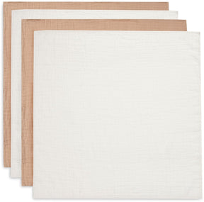 Jollein - hydrofiele doek small 70x70cm - inbakerdoek - zacht katoen - 4 stuks - biscuit ivory