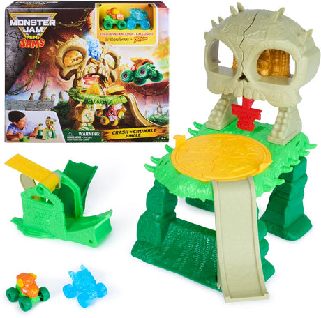 Monster jam spin master monstertruck speelgoed crash n crumble playset met mini trucks.