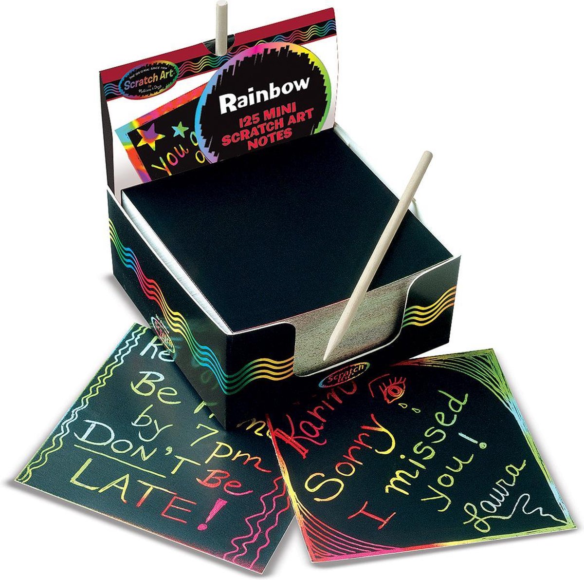Boss orange melissa doug mini scratch art regenboognotitieblaadjes (125 stuks) met houten kraspen