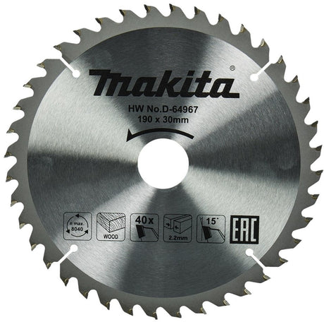 Makita cirkelzaagblad voor hout | standaard | ø 190mm asgat 30mm 40t - d-64967