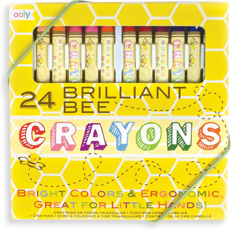 Ooly - brilliant bee bijenwaskrijtjes - extreem zachte en levendige kleuren - set van 24 kleuren - driehoekig en rolt niet weg - geschikt vanaf 3 jaar