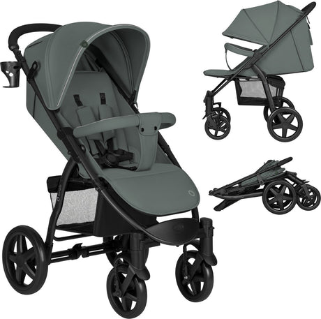 Lionelo buggy annet plus – lichtgewicht inklapbaar – grote massieve wielen met vering – inclusief voetenzak, klamboe bekerhouder – verstelbare rugleuning voetsteun – wandelwagen vanaf de geboorte tot 22 kg – kinderwagen