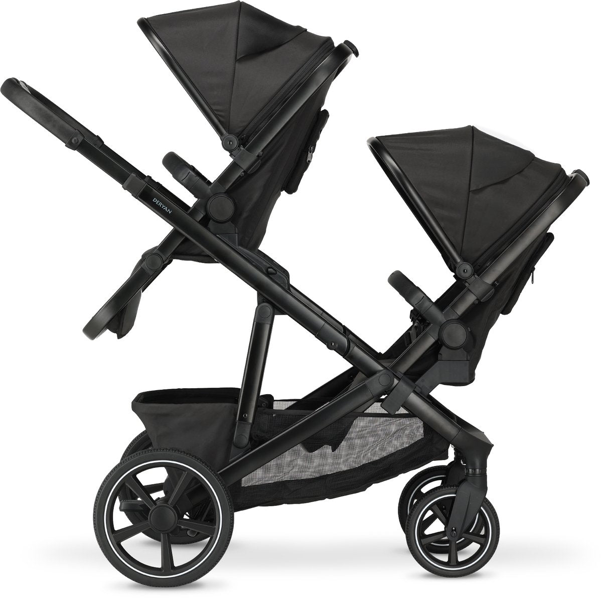 Deryan evy v2 duo kinderwagen - uitbreidbaar - extra zitje - zwart