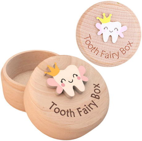 Lean toys houten bewaardoosje voor melktanden - tandenfee box - natuurlijk houten herinneringsdoosje - toothfairy box - bewaardoos voor tandjes