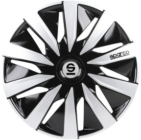 wieldoppen Lazio 14 inch ABS zwart zilver set van 4