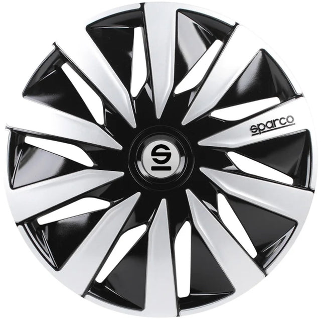 wieldoppen Lazio 14 inch ABS zwart zilver set van 4