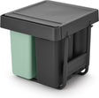 Brabantia sort go inbouw prullenbak - 10 + 10 + 20l - jade green dark grey