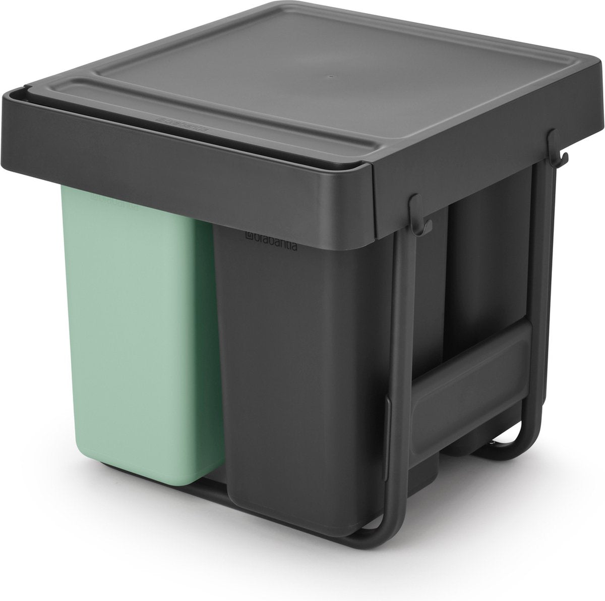 Brabantia sort go inbouw prullenbak - 10 + 10 + 20l - jade green dark grey