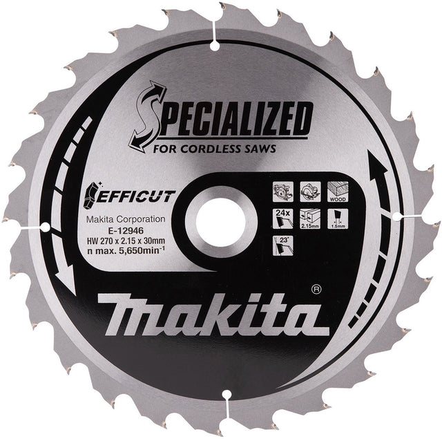 Makita e-12946 cirkelzaagblad hout | efficut | 270 x 30 mm | 24-tands