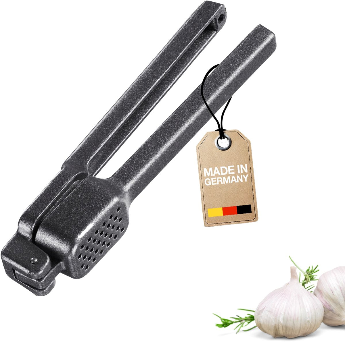 Westmark knoflookpers - zwart - metaal - 15 cm - koken keuken gerei - extra zware kwaliteit